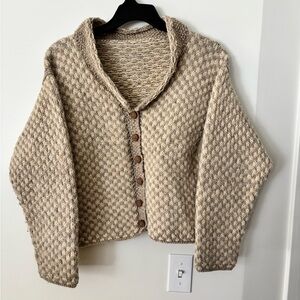 Tan Hand knit Wool Sweater